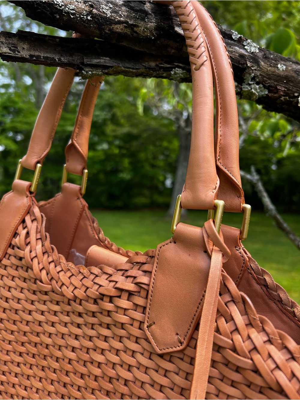 Brahmin Woven Leather Cognac. Nantucket Basket weave - Picture 4 of 13